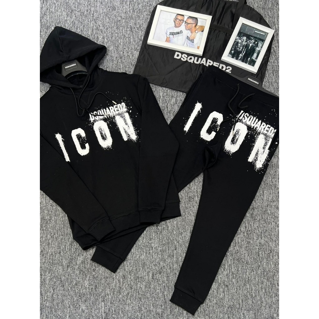 Bộ,Set thời trang thu đông mũ chùm Dsquared2 icon vẩy sơn -Hoodie Icon trẻ trung siêu đẹp