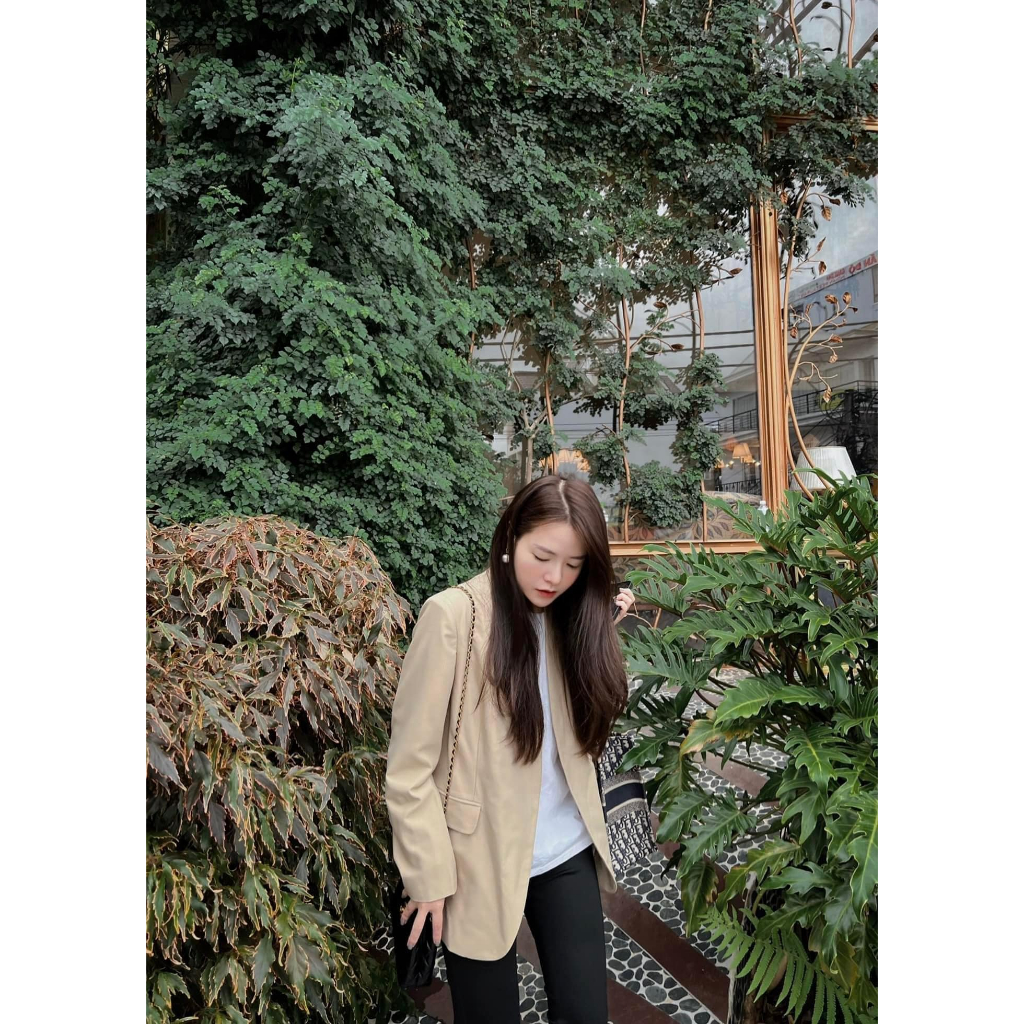 Áo blazer nữ Chililuu Áo vest nữ vạt tròn dài tay khoác ngoài hai lớp sang chảnh năng động