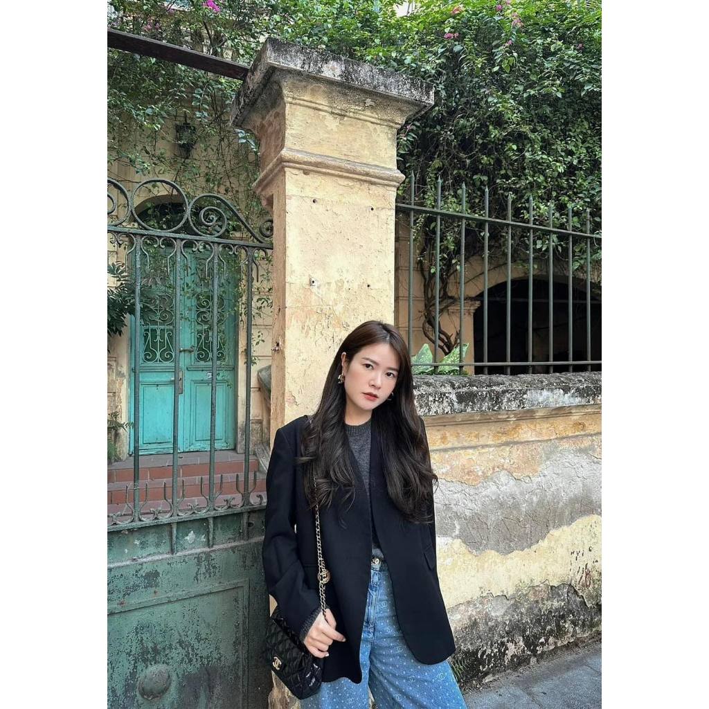 Áo blazer nữ Chililuu Áo vest nữ vạt tròn dài tay khoác ngoài hai lớp sang chảnh năng động