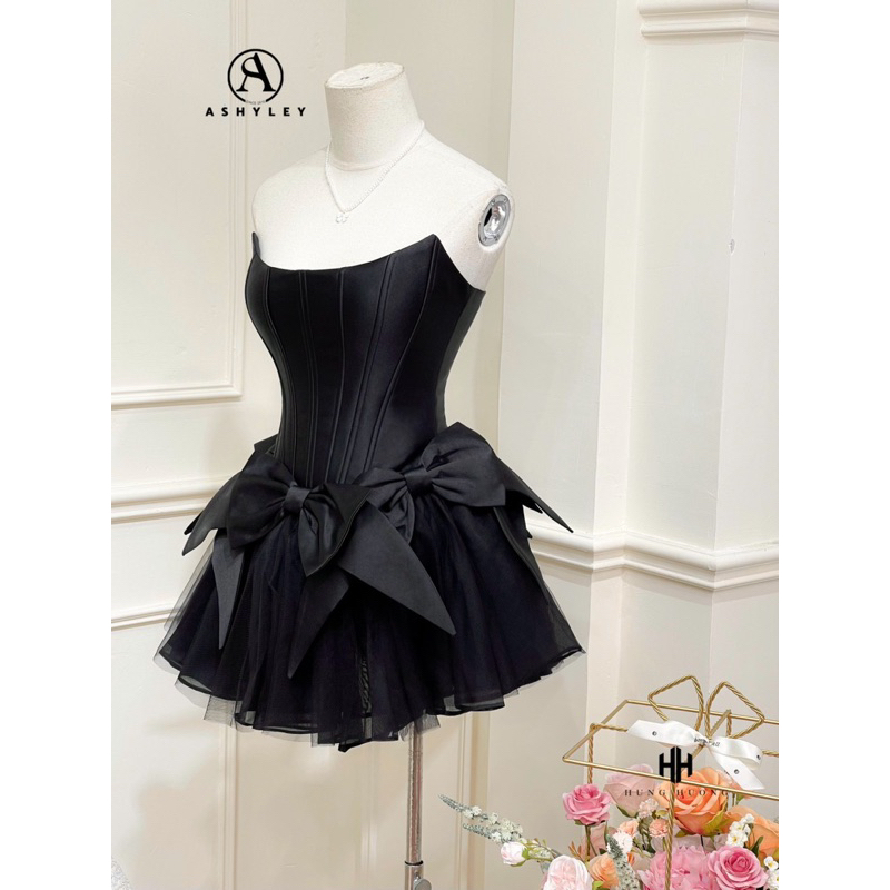 Đầm cup xòe họa tiết nơ voan luxury