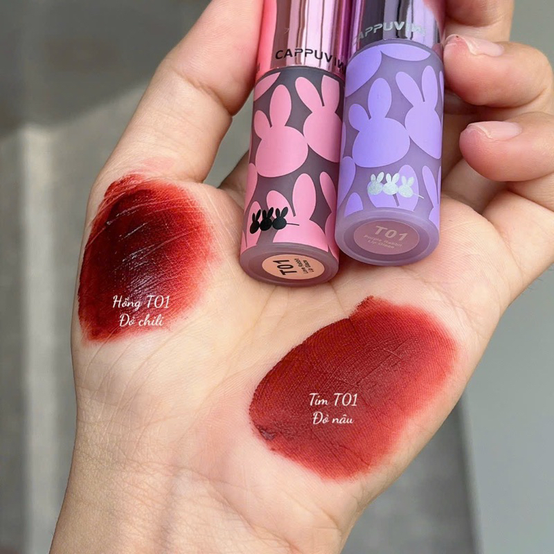 SON GIA ĐÌNH THỎ TÍM ĐEN HỒNG MÀU Y HÌNH