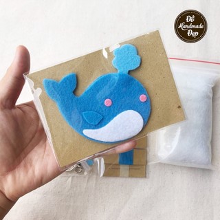 Bộ kit làm móc khóa vải nỉ cá voi xanh
