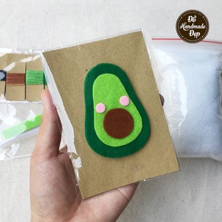 Bộ kit làm móc khóa vải nỉ quả bơ xanh