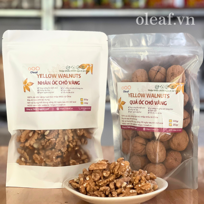 500gram Nhân Quả Óc Chó Vàng - Đỏ OLEAF Nhập Khẩu Chính Ngạch Từ Mỹ, Hạt Dinh Dưỡng Dành Cho Bà Bầu, Ăn Kiêng, Giảm Cân