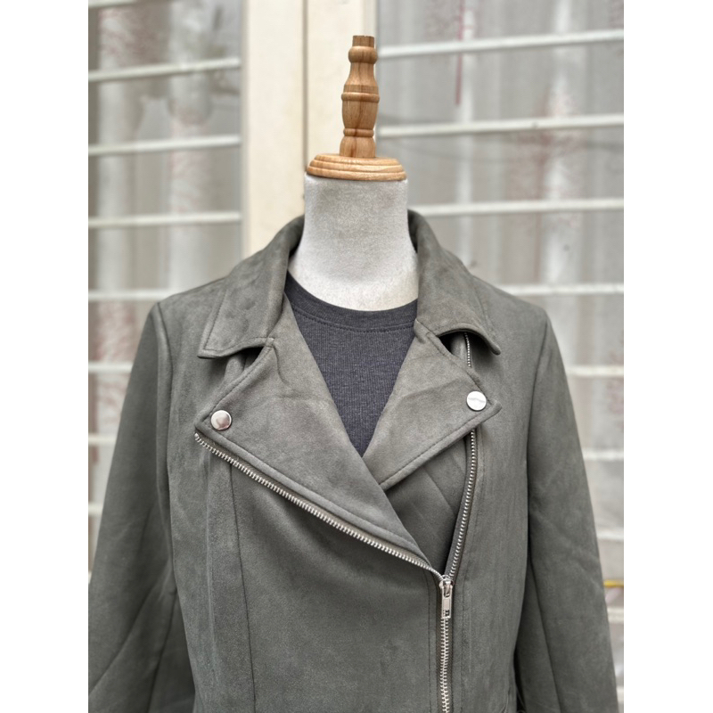 Áo khoác da lộn thay tem grace hill hàng xuất dư