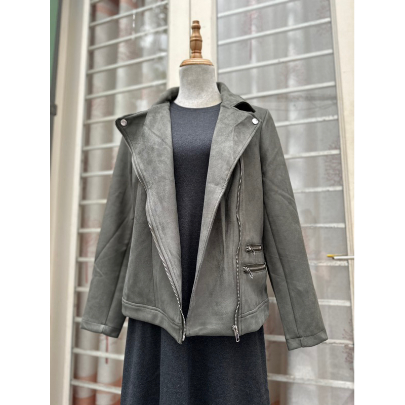 Áo khoác da lộn thay tem grace hill hàng xuất dư