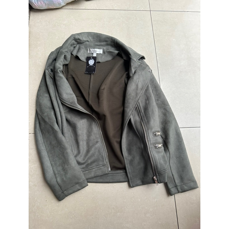 Áo khoác da lộn thay tem grace hill hàng xuất dư