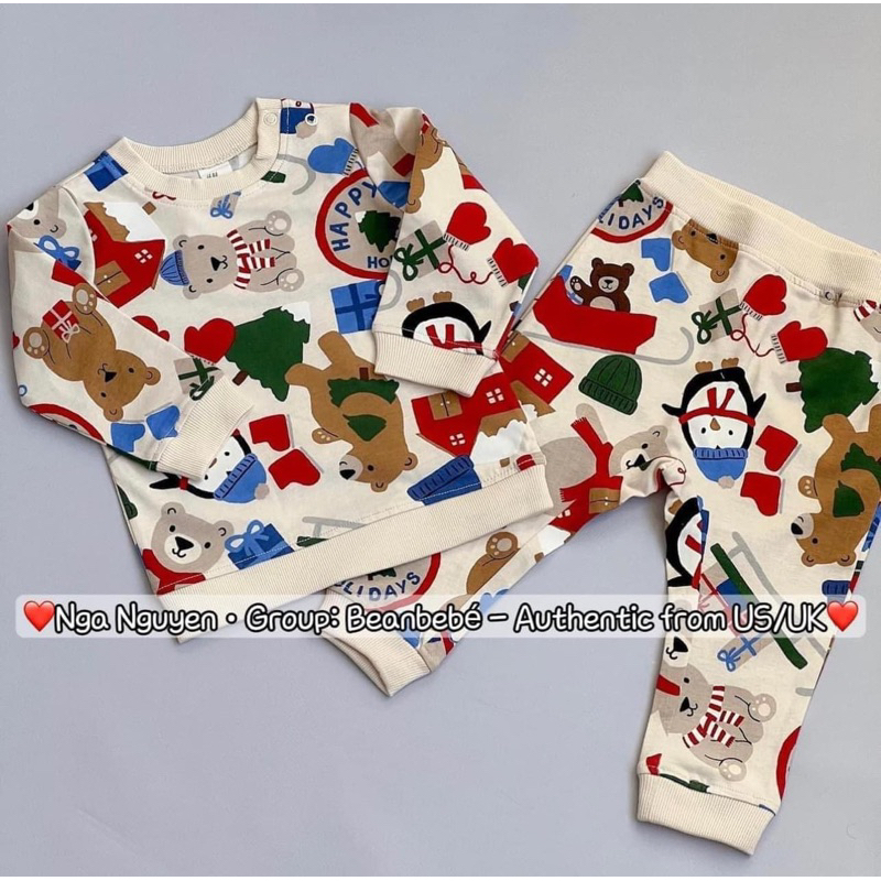 Set quần áo noel Christmas gấu/trắng/đỏ 1077000 HM H&M _hàng chính hãng authentic