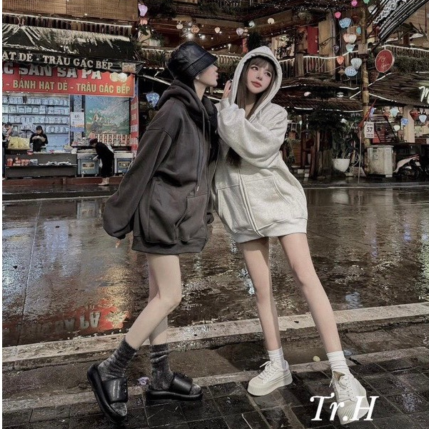 Áo khoác zip nữ - Áo hoodie zip nữ trơn Localbrand chất nỉ tàu dày, Panacea.Studio