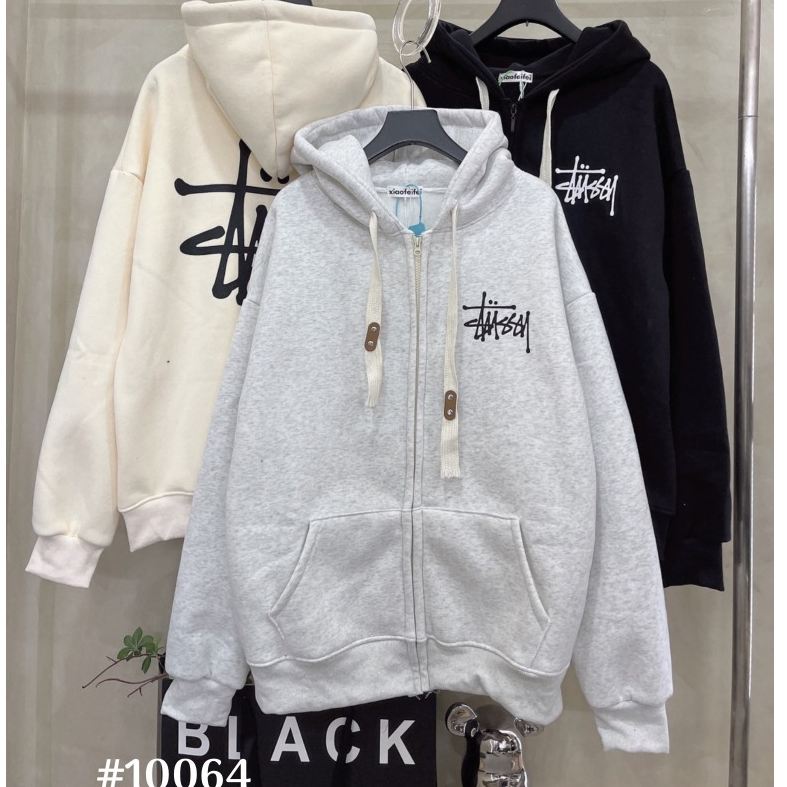 Áo khoác hoodie-Áo khoác zip nữ localbrand nỉ tàu 2 lớp dày mịn, Panacea.Studio