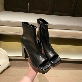 Bốt nữ cao gót hở ngón đế dày sang sịn