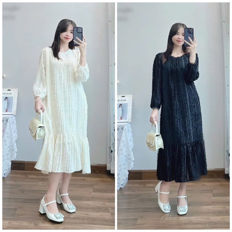 Váy bầu suông tay dài thời trang cho mom, Đầm Bầu Dự Tiệc