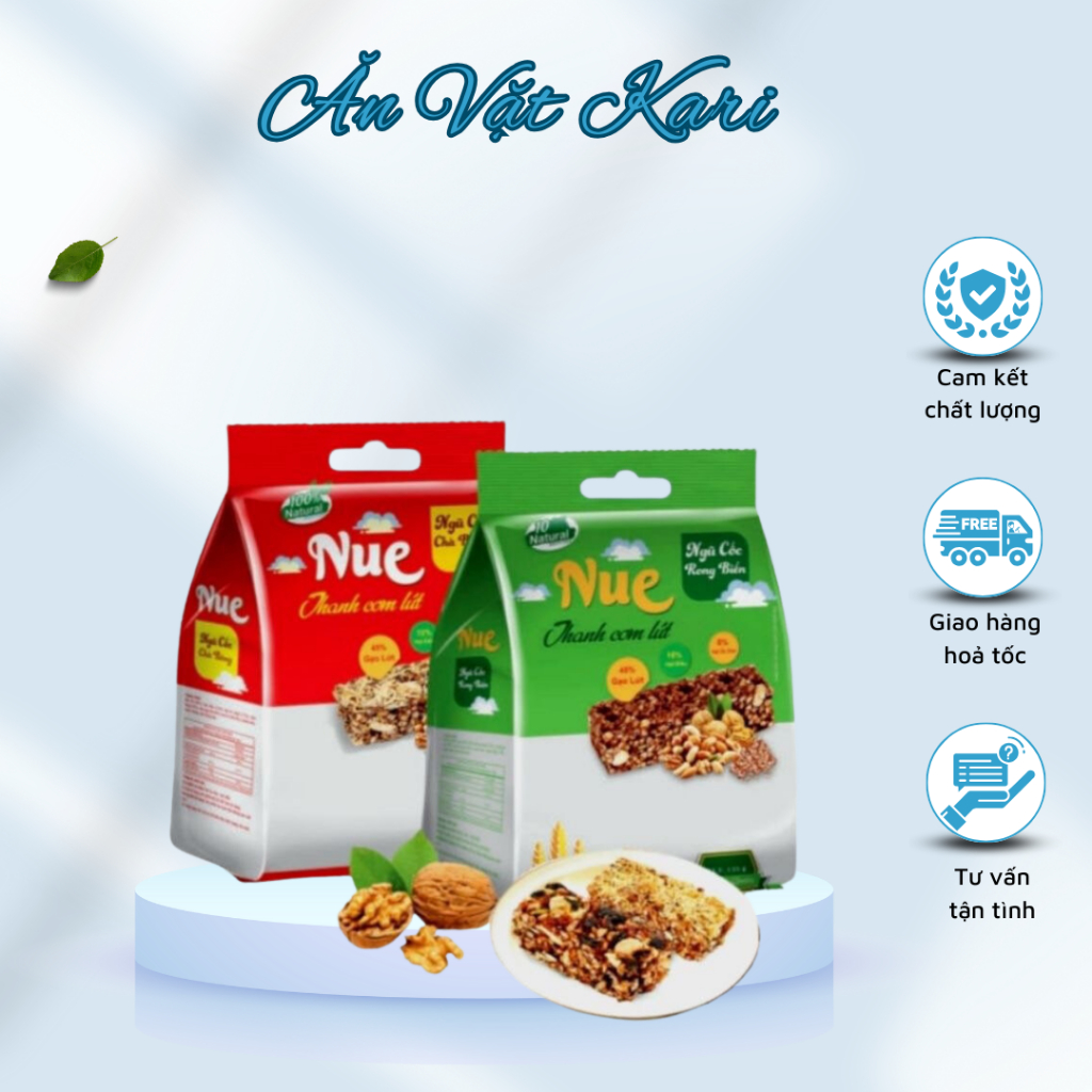 Combo 1 Gói 9 Thanh Gạo Lứt Ngũ Cốc Dinh Dưỡng NUE Rong Biển/ Chà Bông (135g)