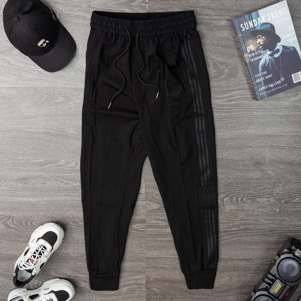 Quần Dài Thể Thao Nam Chất Umi Cao Cấp 3 Sọc Đen Hoặc Trắng Ống Bo Côn QD022 Vuvo Official