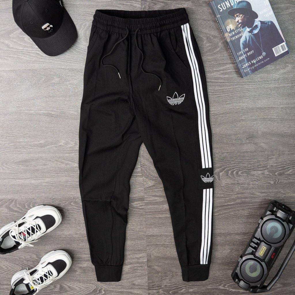 Quần Dài Thể Thao Nam Chất Umi Cao Cấp 3 Sọc Đen Hoặc Trắng Ống Bo Côn QD022 Vuvo Official