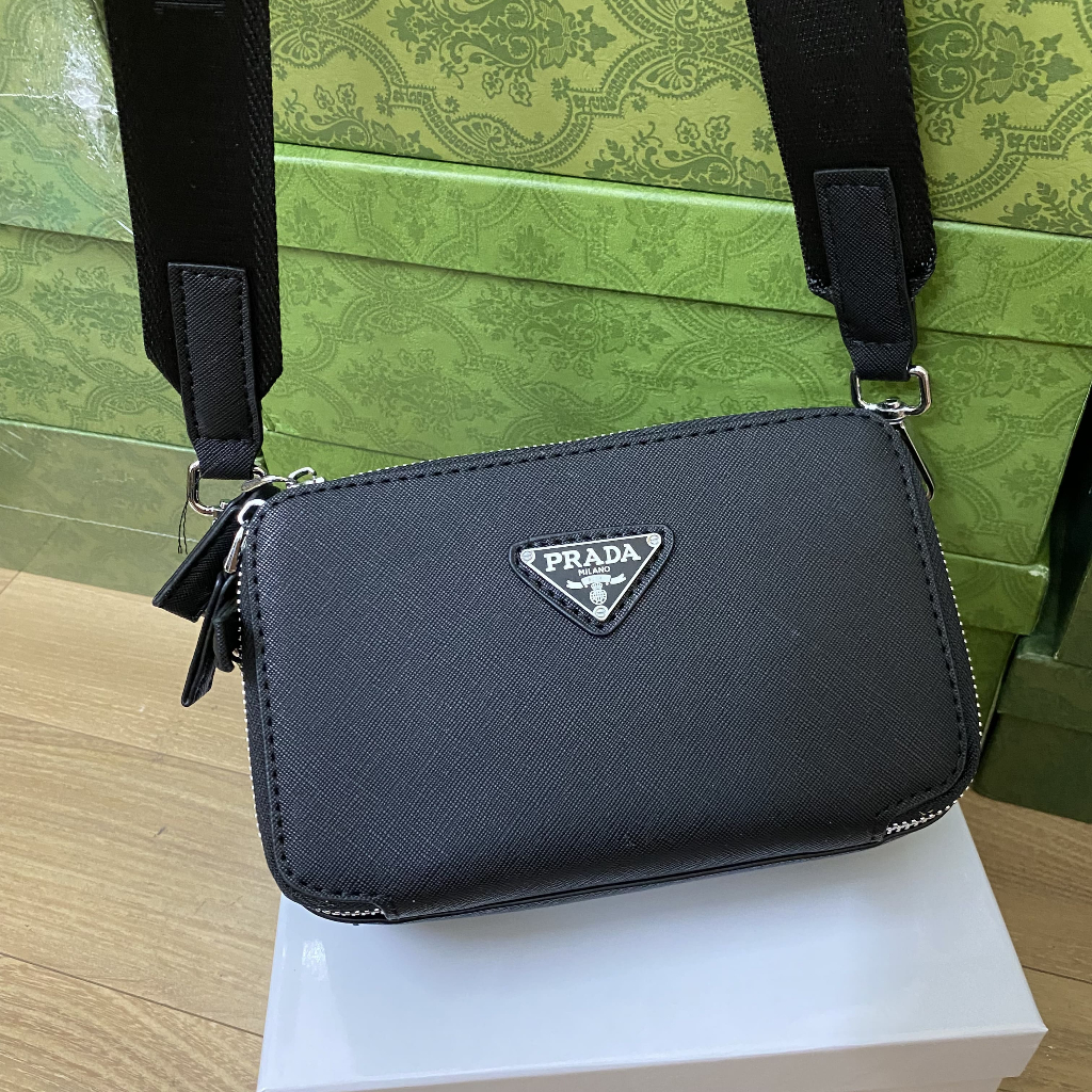 Túi Prada nam - Brique Saffiano - Size 19