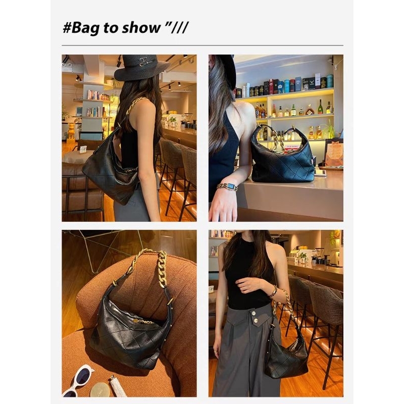 Túi xích vàng da thật