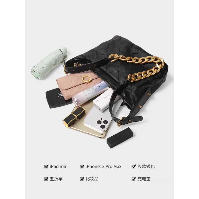 Túi xích vàng da thật