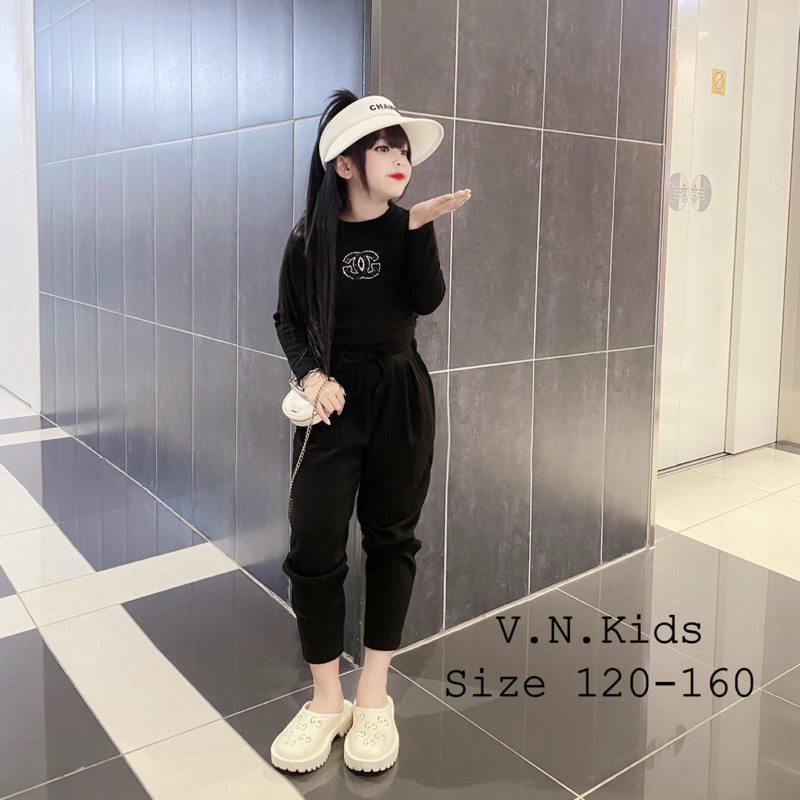 Bộ len đũa croptop đính đá cao cấp cho Bé 17kg-40kg