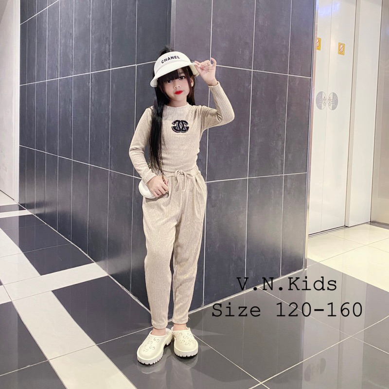 Bộ len đũa croptop đính đá cao cấp cho Bé 17kg-40kg