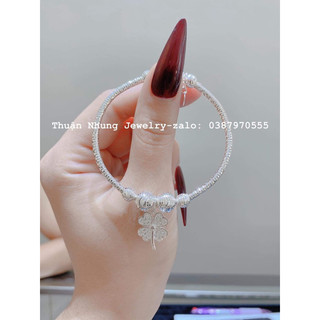 Vòng tay cỏ bốn lá bạc ta cao cấp
