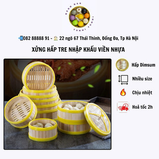 Xửng tre / lồng xửng tre viền nhựa hấp bánh bao , dimsum nhập khẩu