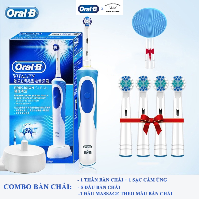 Combo Bàn Chải Điện Oral-B Hàng Chính Hãng Và Đầu Massage Dành Cho Bàn Chải Oral B
