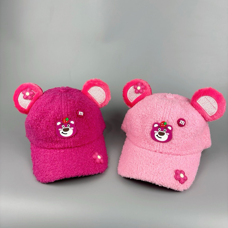 Nón kết lông gấu dâu lotso cho bé Gái - Mũ lưỡi trái gấu dâu cho trẻ em