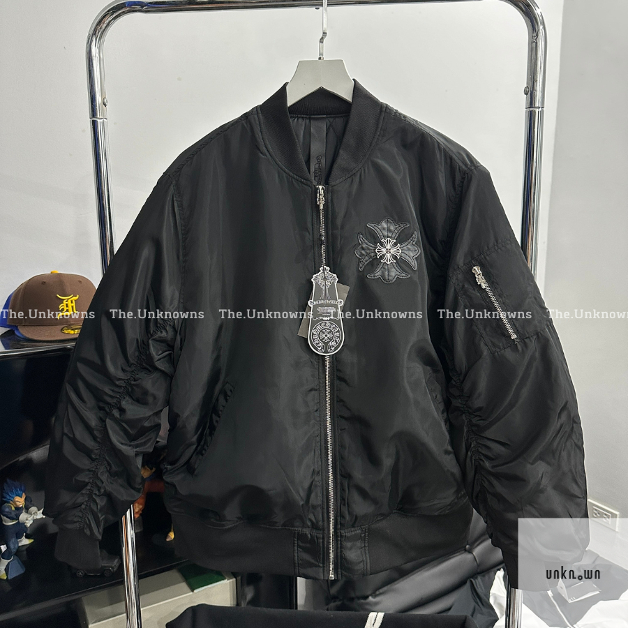 👑 👑-Áo Khoác Bomber Chrom Heart Black FW21,Áo Jacket CH logo unisex cao cấp