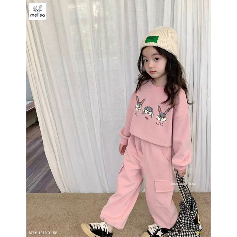 Set Melisa nỉ bông áo croptop+quần cute xỉu là có thật 12-45kg