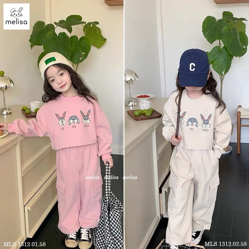 Set Melisa nỉ bông áo croptop+quần cute xỉu là có thật 12-45kg