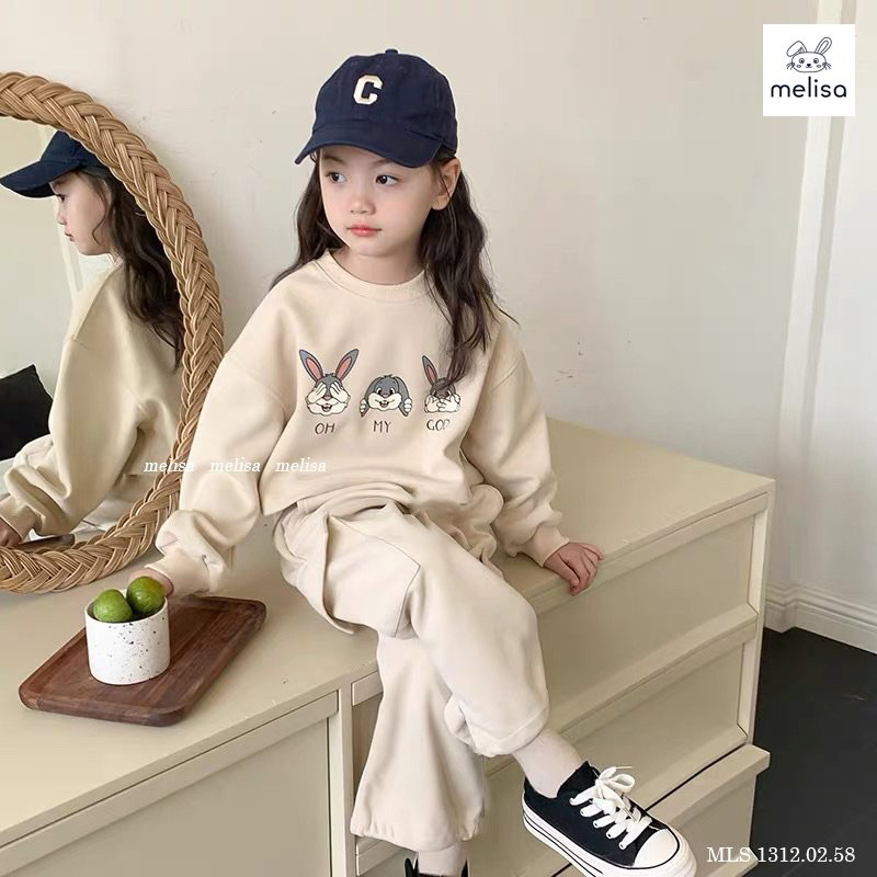 Set Melisa nỉ bông áo croptop+quần cute xỉu là có thật 12-45kg