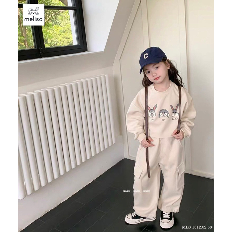 Set Melisa nỉ bông áo croptop+quần cute xỉu là có thật 12-45kg
