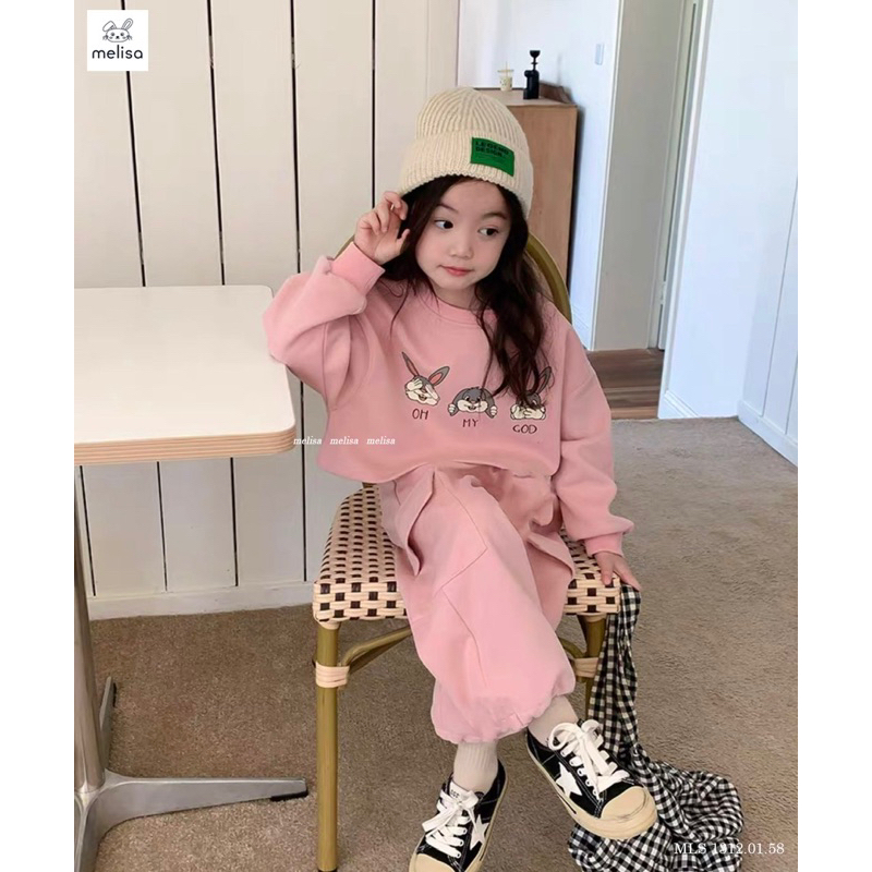 Set Melisa nỉ bông áo croptop+quần cute xỉu là có thật 12-45kg