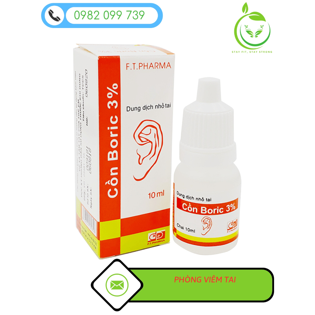 Dung dịch nhỏ tai cồn boric 3%