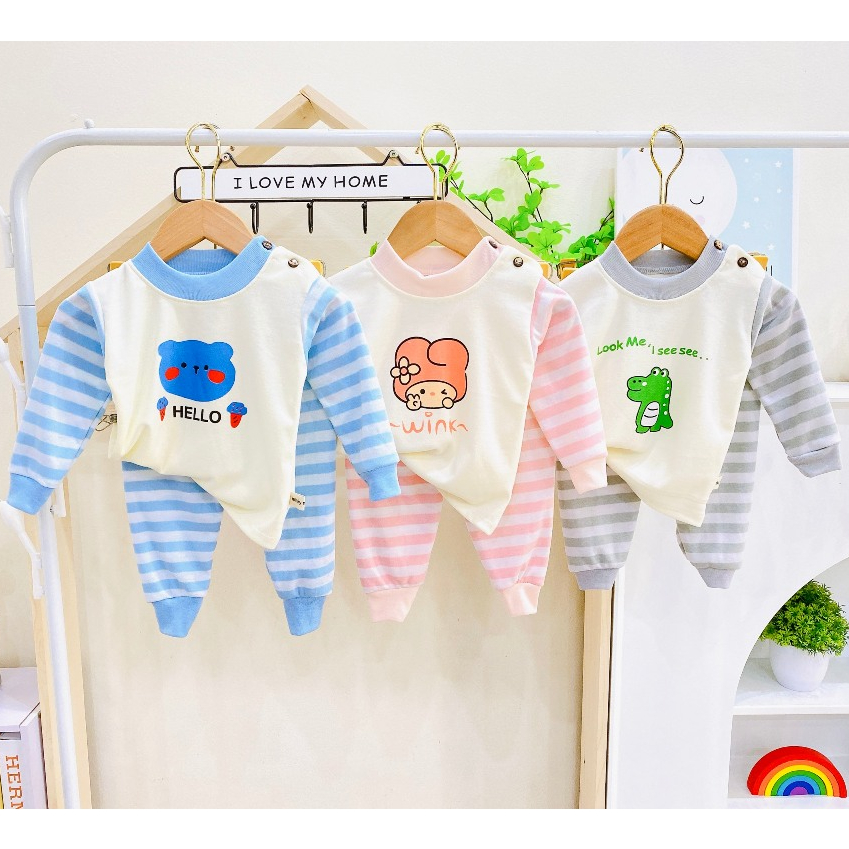 Đồ bộ bé trai , đồ bộ bé gái chất nỉ kẻ cho bé từ 5kg đến 15kg