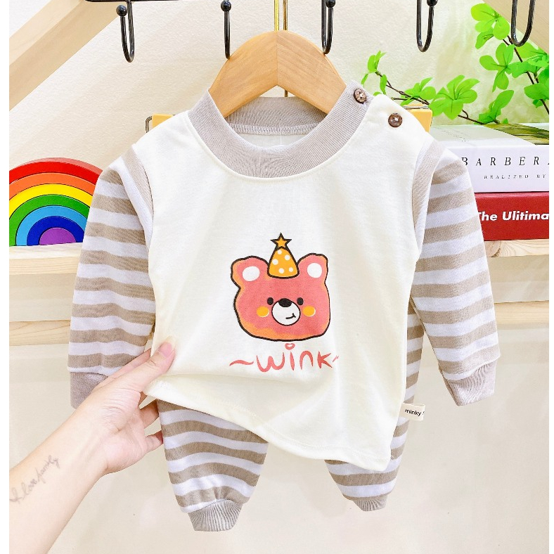 Đồ bộ bé trai , đồ bộ bé gái chất nỉ kẻ cho bé từ 5kg đến 15kg