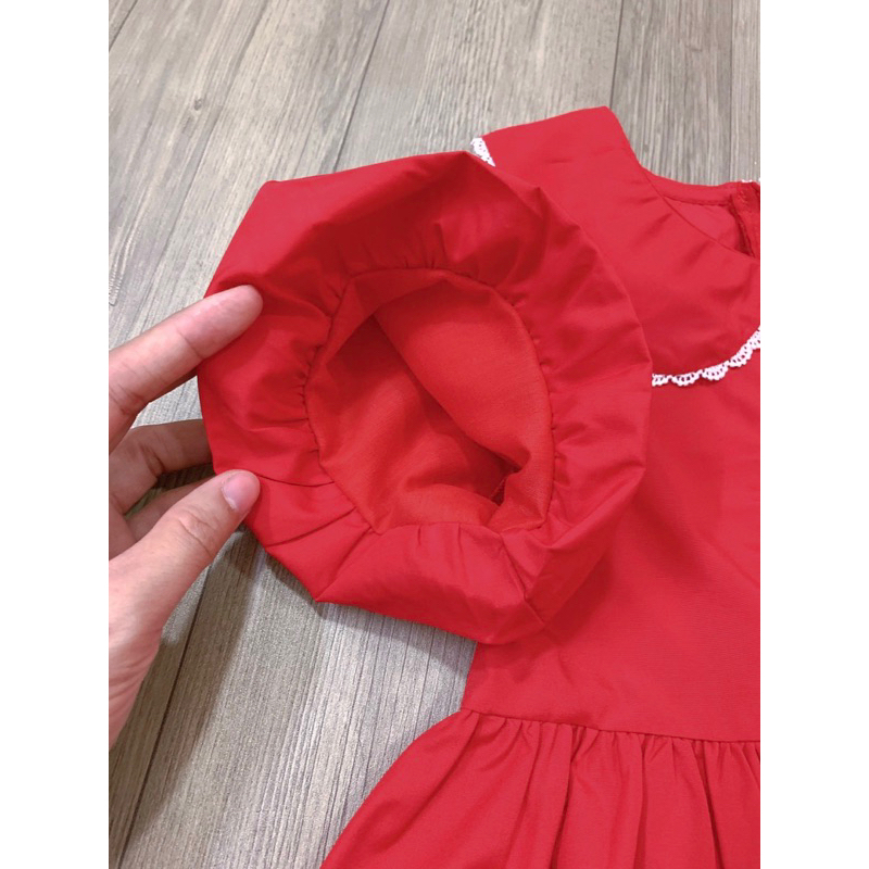 Đầm Melisa tay bồng thêu hoa ngực cực xinh 10-40kg