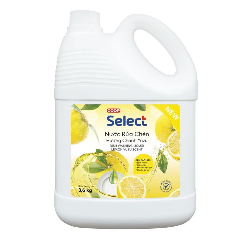 [DATE MỚI] Nước rửa chén Coop Select chanh yuzu 3.6kg (NRC)