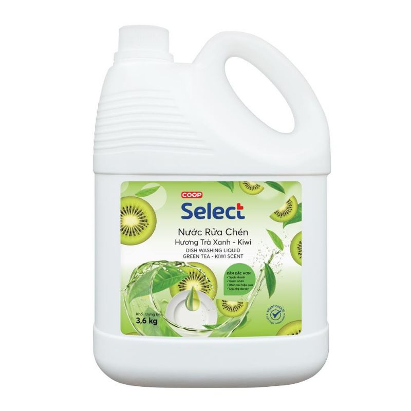 [DATE MỚI] Nước rửa chén Coop Select trà xanh – kiwi 3.6kg (NRC)
