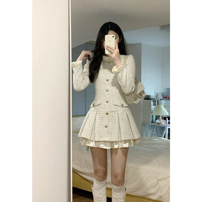 Váy dạ 2 lớp xếp ly tầng