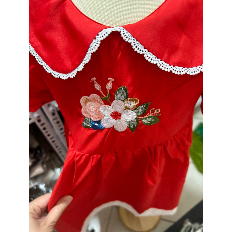 Đầm Melisa tay bồng thêu hoa ngực cực xinh 10-40kg