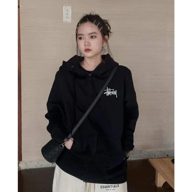 Áo khoác hoodie-Áo khoác zip nữ localbrand nỉ tàu 2 lớp dày mịn, Panacea.Studio