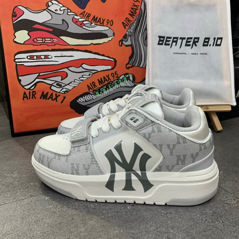 GIÀY MLB CHUNKY LINER MID DENIM MONOGRAM NY YANKEES XÁM