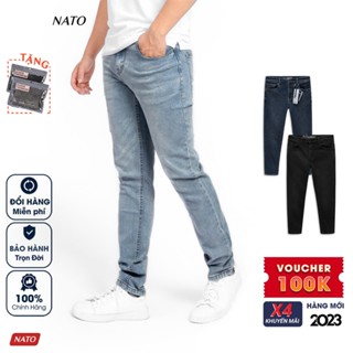 Quần Jean Nam JEANS Vải Cao Cấp Xuất Trơn Dày Màu Xanh Đen Navy Đẹp Form Co Giãn Dài Ống Ôm Đẹp NATO