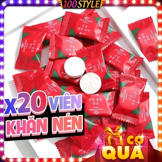 Khăn Nén Viên Kẹo 1 Bịch 20 Viên Tẩy Trang Du Lịch