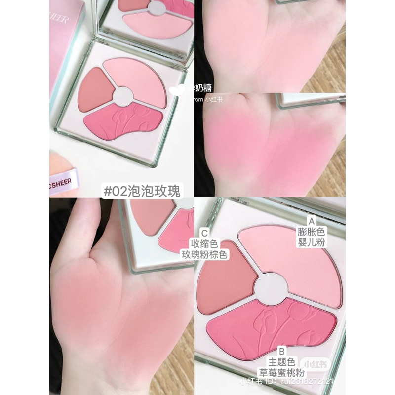 Set Phấn Má Hồng 3 Ô Kèm Mút CCSHEER Romantic Overture