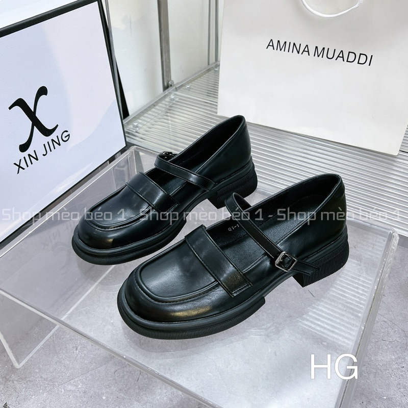 Giày búp bê da lì quai ngang khoá cài mũi tròn đế thấp basic fullbox hàng quảng châu cao cấp