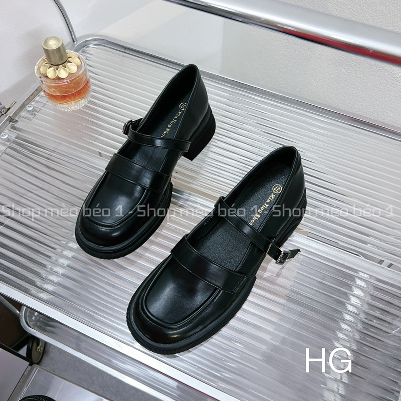 Giày búp bê da lì quai ngang khoá cài mũi tròn đế thấp basic fullbox hàng quảng châu cao cấp