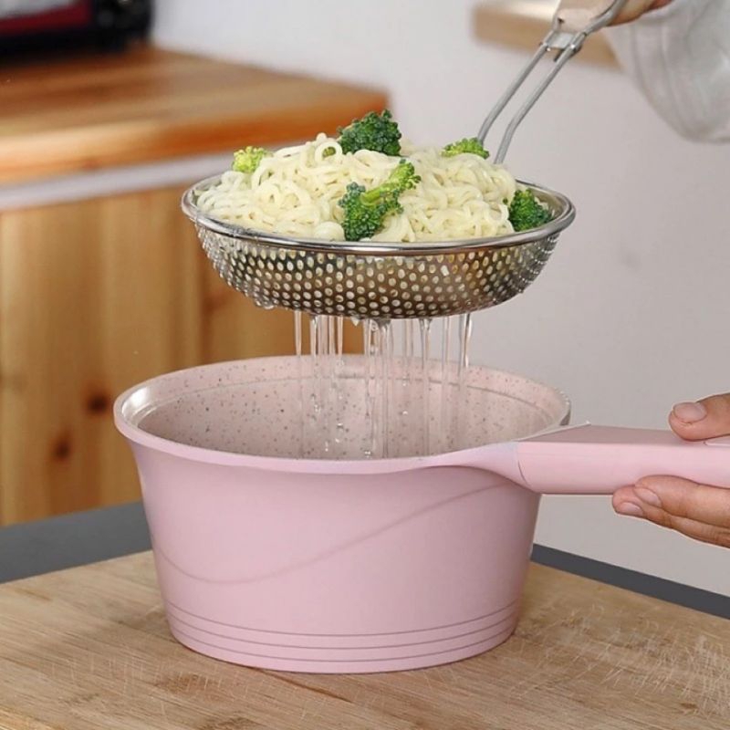 Vợt chao, muỗng vớt inox lỗ tròn cán gỗ đủ cỡ